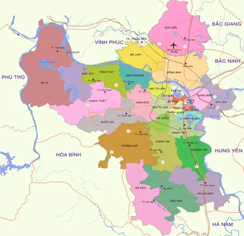 Bản Đồ Hà Nội Và Các Quận Huyện Lân Cận Mới Nhất