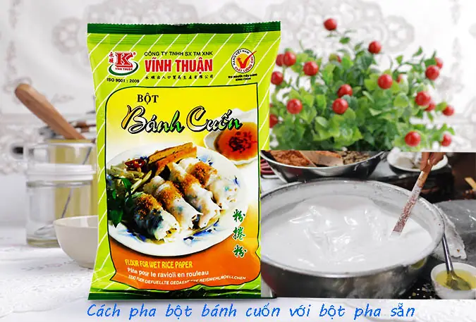 Cách Pha Bột Làm Bánh Cuốn Nóng Với Bột Bánh Cuốn Vĩnh Thuận Gói 400g Cách Pha Bột Làm Bánh Cuốn Nóng Với Bột Bánh Cuốn Vĩnh Thuận Gói 400g