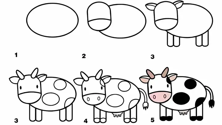 Cách Vẽ Bò Sữa Cho Bé Cách Vẽ Bò Sữa Cho Bé