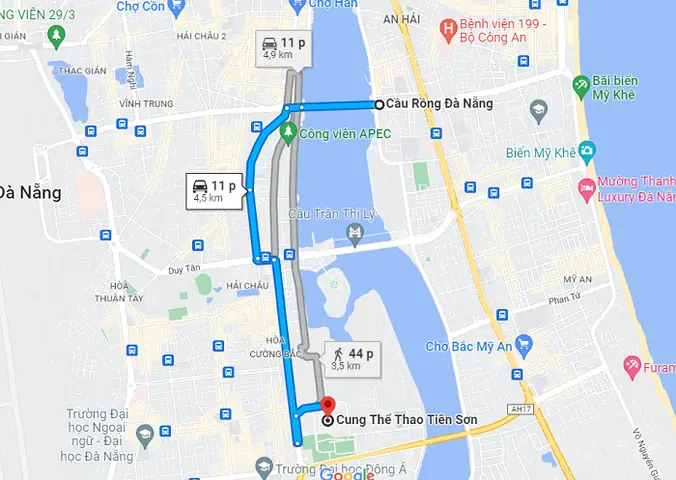Đường Đi Cung Thể Thao Tiên Sơn Đà Nẵng