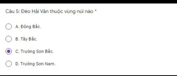 Câu 5: Đèo Hải Vân Thuộc Vùng Núi Nào A. Đông Bắc. B. Tây Bắc. C ...