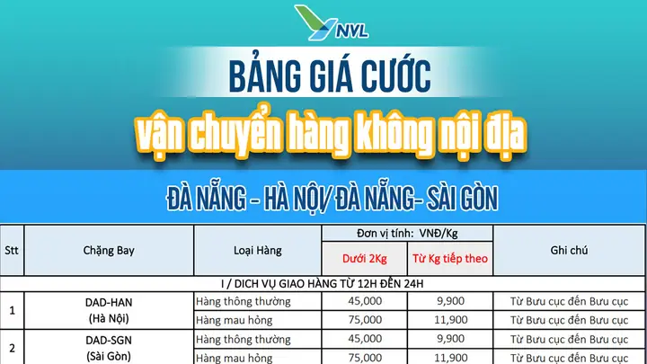 Giá Cước Vận Chuyển Hàng Hoá Bằng Đường Hàng Không Nội Địa Chi ...