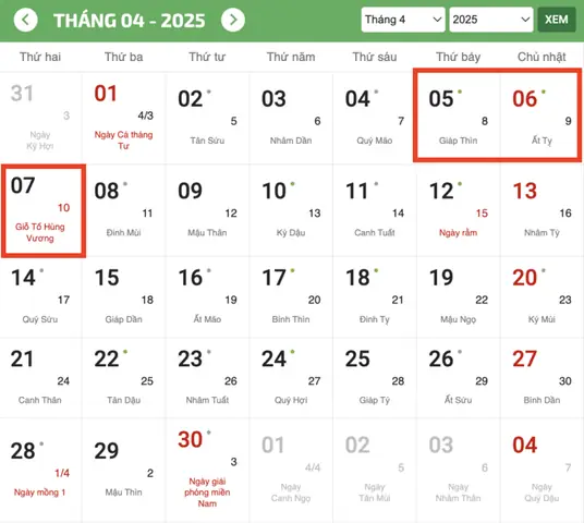 Giỗ Tổ Hùng Vương 2025 Được Nghỉ Mấy Ngày? Giỗ Tổ Hùng Vương 2025 Được Nghỉ Mấy Ngày?