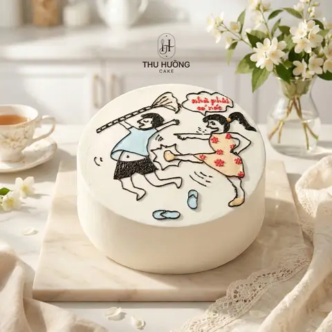 Bánh Sinh Nhật Vẽ Vợ Chồng Hài Hước Bánh Sinh Nhật Vẽ Vợ Chồng Hài Hước