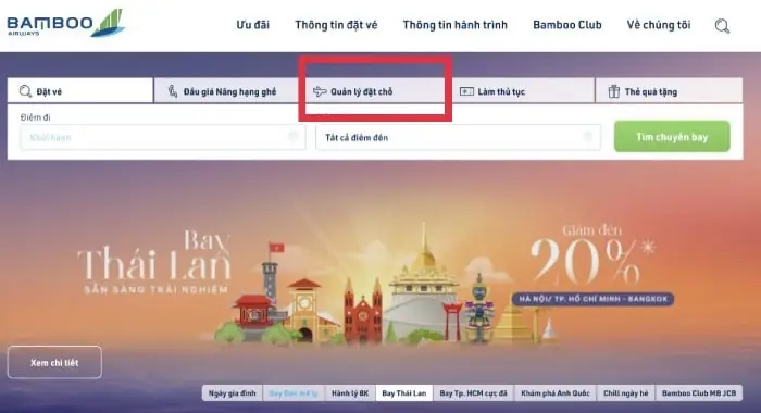 Cách 1: Kiểm Tra Vé Máy Bay Đã Đặt Bamboo Qua Website