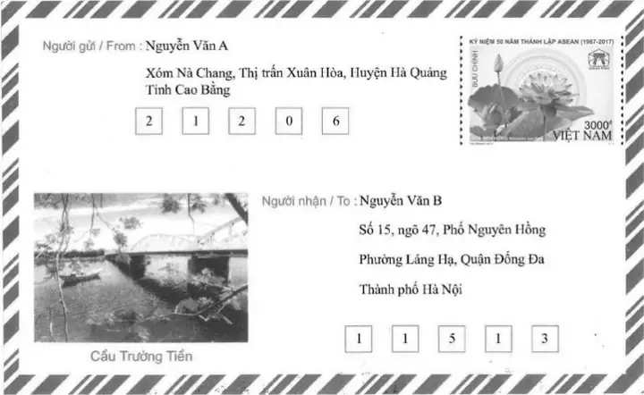 Mẫu Bưu Gửi Có Ô Dành Riêng Cho Mã Bưu Chính