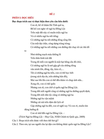 Đề Luyện Thơ 2 | Pdf
