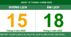 Âm Dương Lịch Ngày 15 Tháng 04 Năm 2025