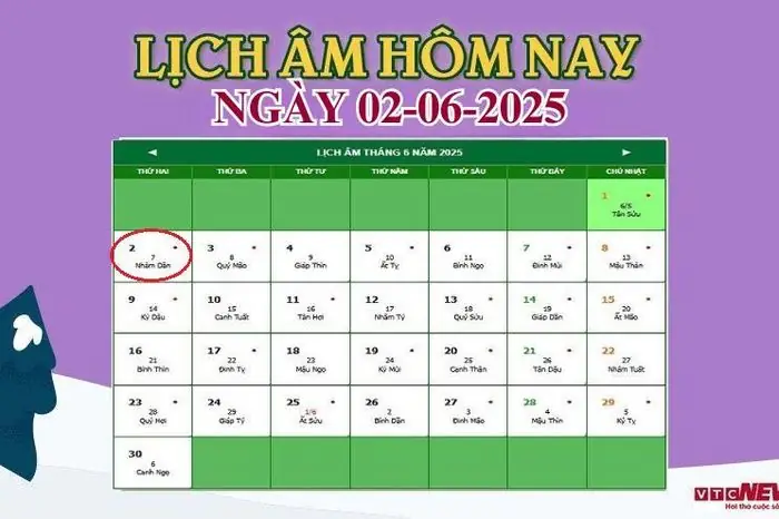 Lịch Âm 2/6 - Lịch Vạn Niên 2/6/2025 - Báo Vtc News - Báo Mới