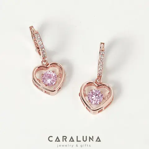 Hoa Tai Bạc 925 Cara Luna Trái Tim Đá Nhảy Bling Heart