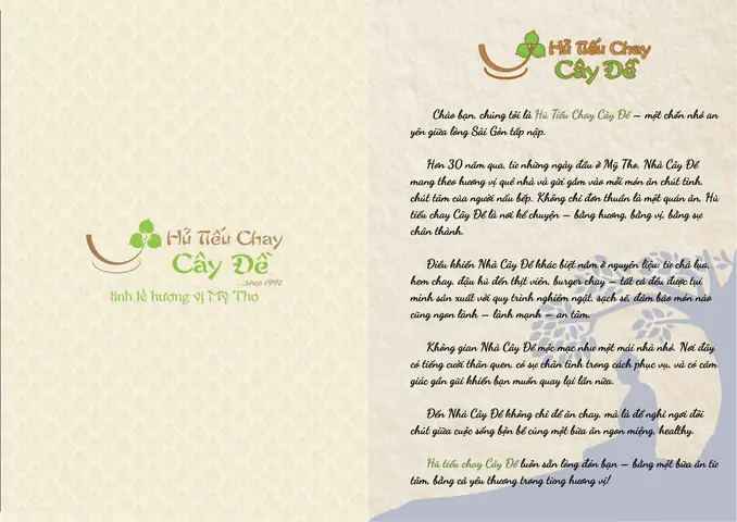 Thực Đơn – Hủ Tiếu Chay Cây Đề