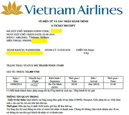 Tra Cứu Hóa Đơn Vietnam Airline