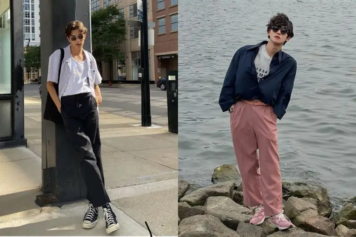 #6. Phối Layer Áo Thun Khoác Ngoài Áo Sơ Mi Đi Du Lịch Bà Đen