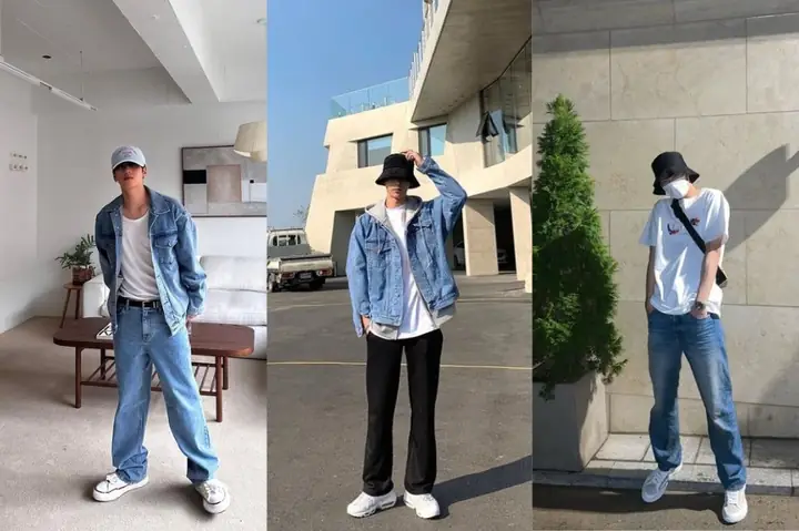 #5. Quần Jeans Phối Áo Phông Và Mũ Bucket Đi Bà Đen