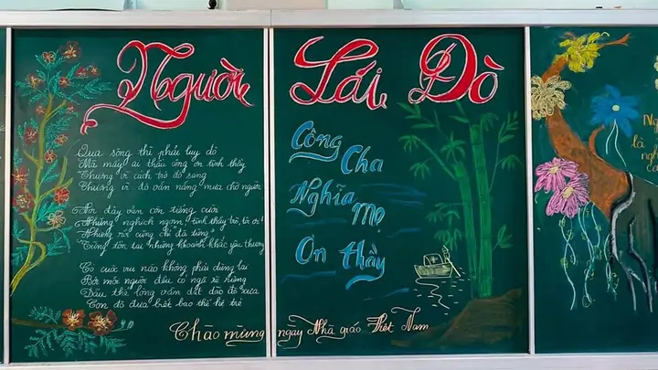 Mẫu Trang Trí Bảng 20/11 Theo Chủ Đề Hoa Và Thư Pháp Mẫu Trang Trí Bảng 20/11 Theo Chủ Đề Hoa Và Thư Pháp