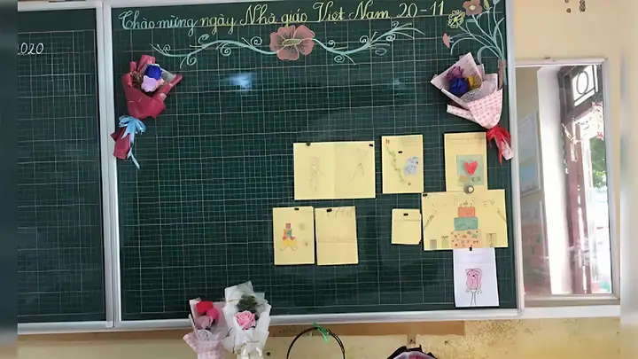Mẫu Trang Trí Bảng 20/11 Theo Chủ Đề Hoa Và Thư Pháp Mẫu Trang Trí Bảng 20/11 Theo Chủ Đề Hoa Và Thư Pháp