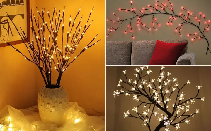 Kết Hợp Cành Cây Khô Với Dây Đèn Led