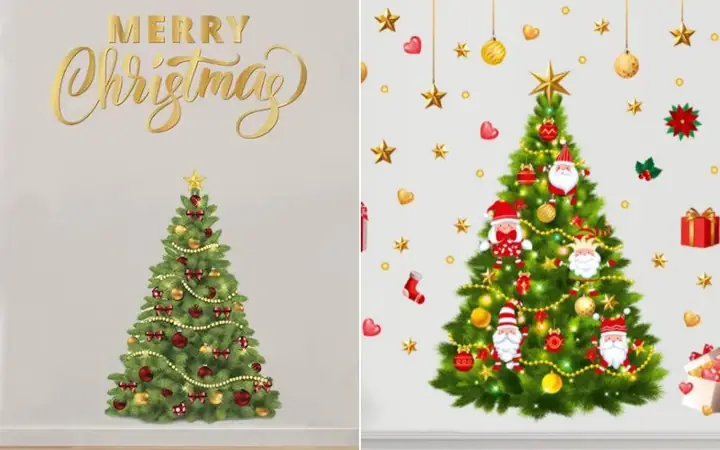 Sử Dụng Decal Noel Dán Tường Quán Trà Sữa