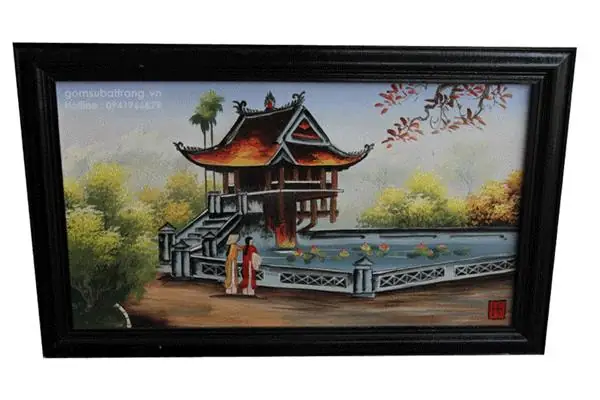 Tranh Sứ Vẽ Chùa Một Cột Tinh Xảo Trang Trí Phòng Khách Nhà Cấp 4 ...