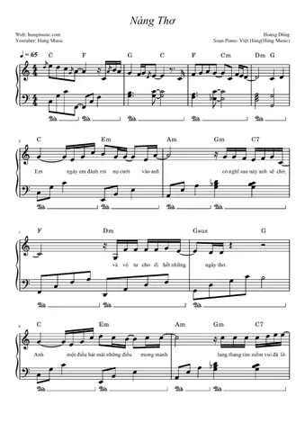 Sheet Piano Nhạc Trẻ Miễn Phí - Hùng Music - Giáo Trình Âm Nhạc