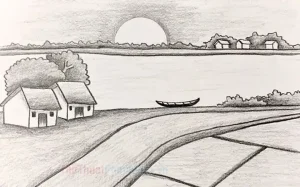 Tranh Vẽ Phong Cảnh Làng Quê Bằng Bút Chì Đơn Giản Nhưng Mang ...
