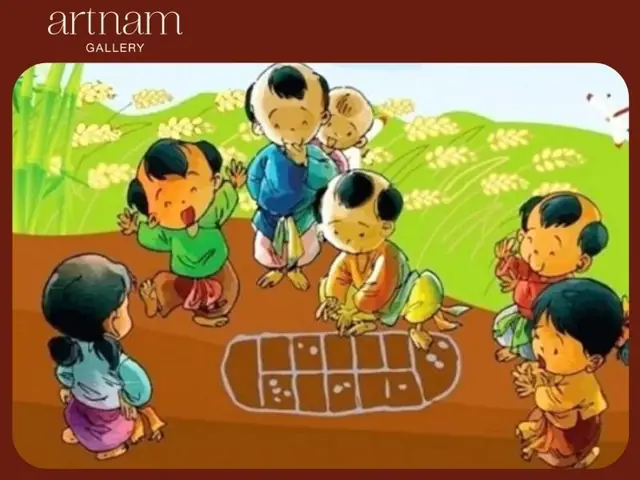 Tranh Vẽ Trò Ô Ăn Quan