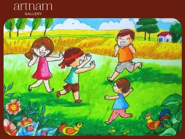 Tranh Vẽ Trò Bịt Mắt Bắt Dê
