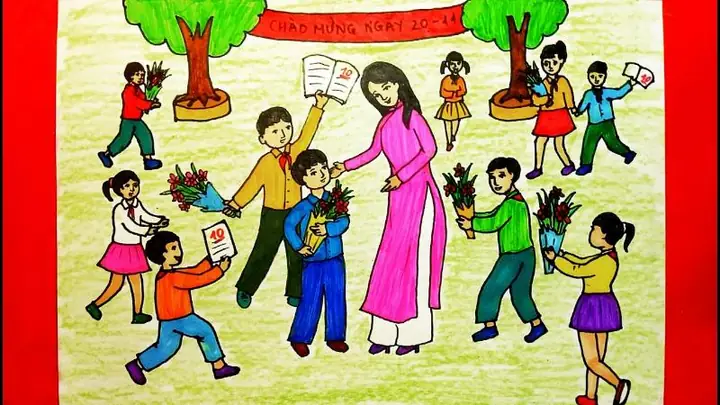 Các Mẫu Tranh Vẽ Tôn Sư Trọng Đạo Tiêu Biểu
