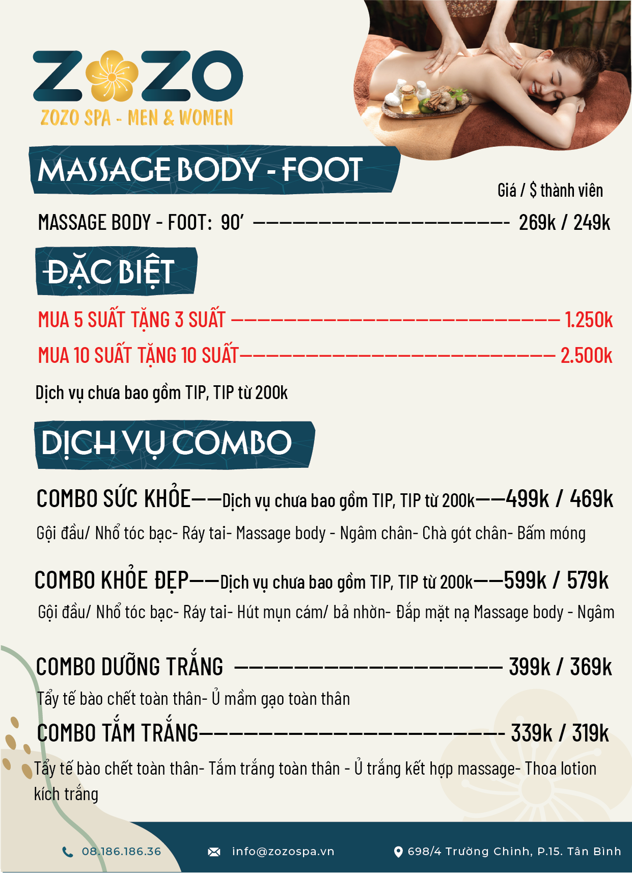 1 lần đi massage bao nhiêu tiền