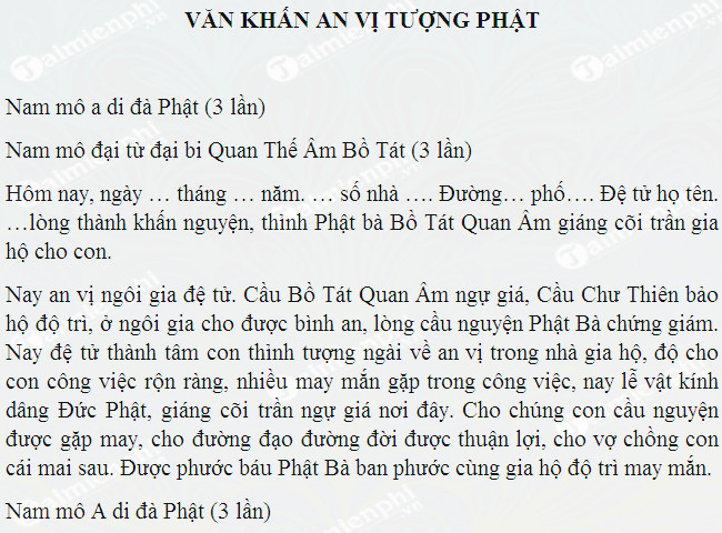 bài cúng an vị phật - Hình 2