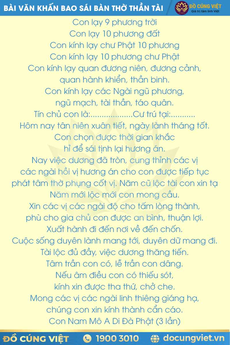 bài cúng bao sái bàn thờ - Hình 3