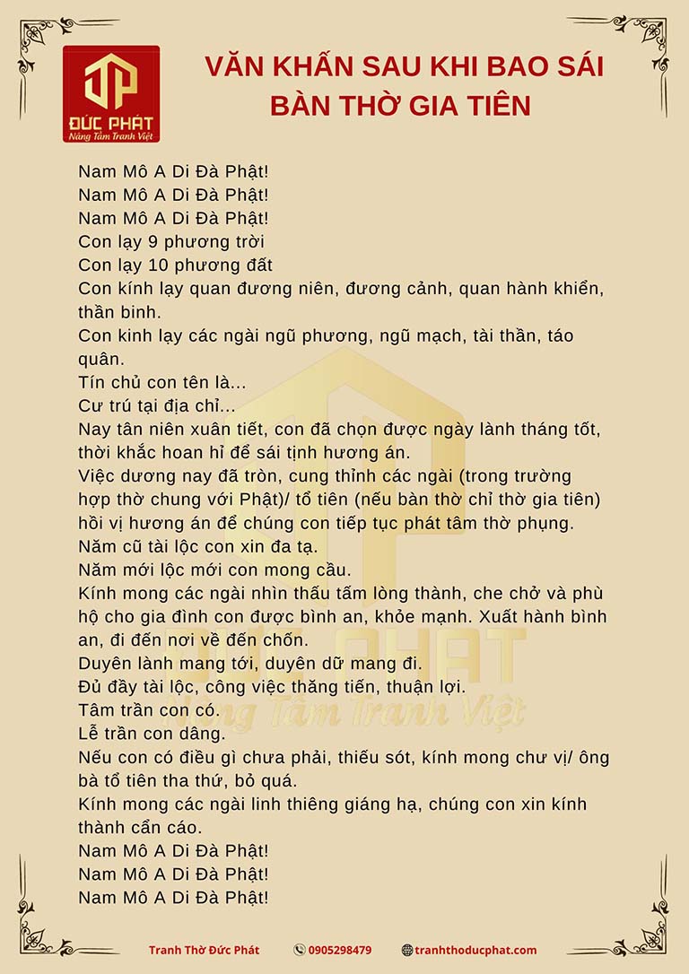 bài cúng bao sái bàn thờ - Hình 1