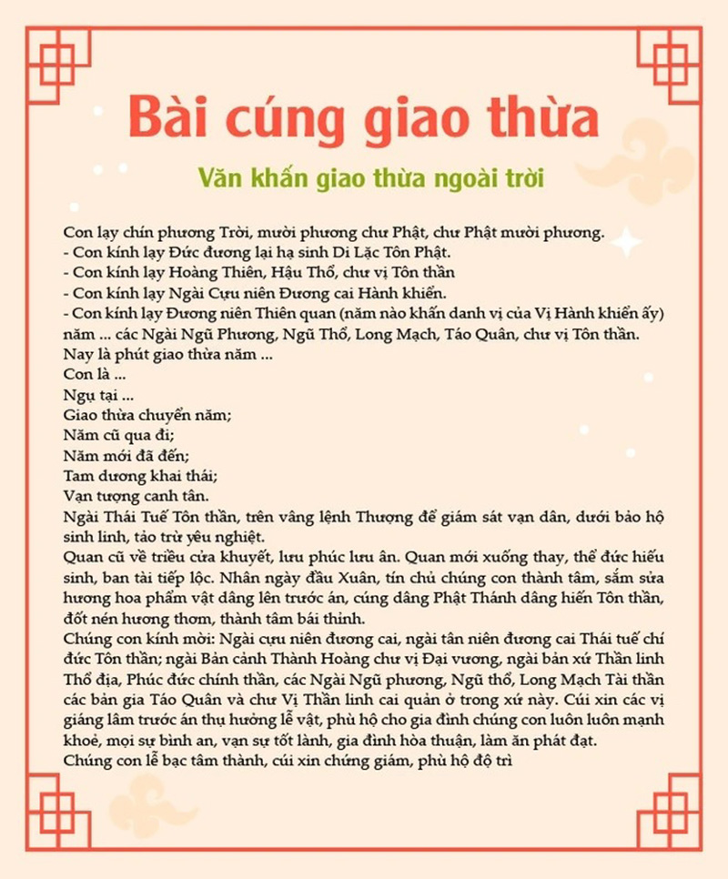 bài cúng đêm giao thừa