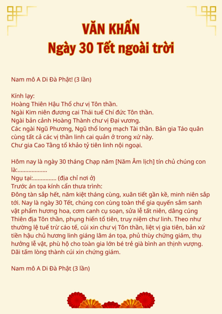 bài cúng ngày 30 tết