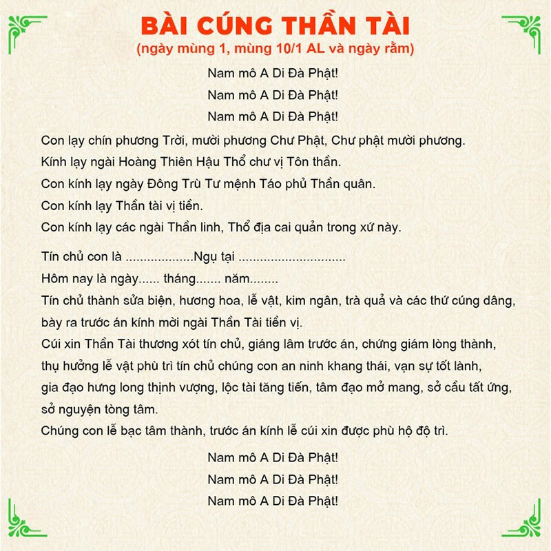 bài cúng ông thần tài - Hình 1