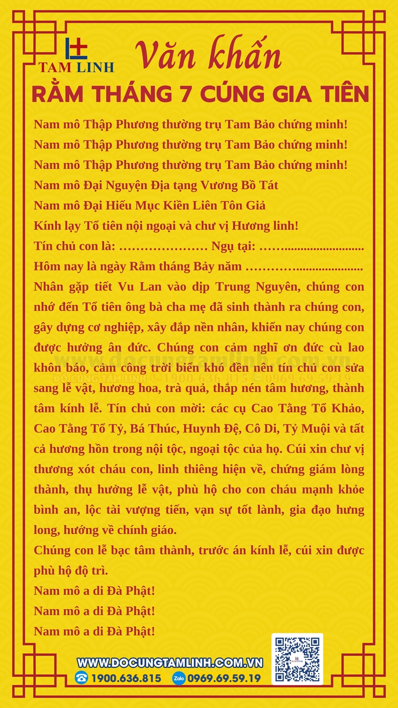 bài cúng rằm tháng 7
