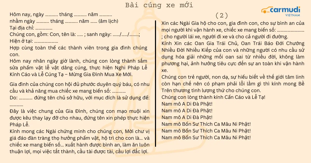bài khấn cúng xe - Hình 2