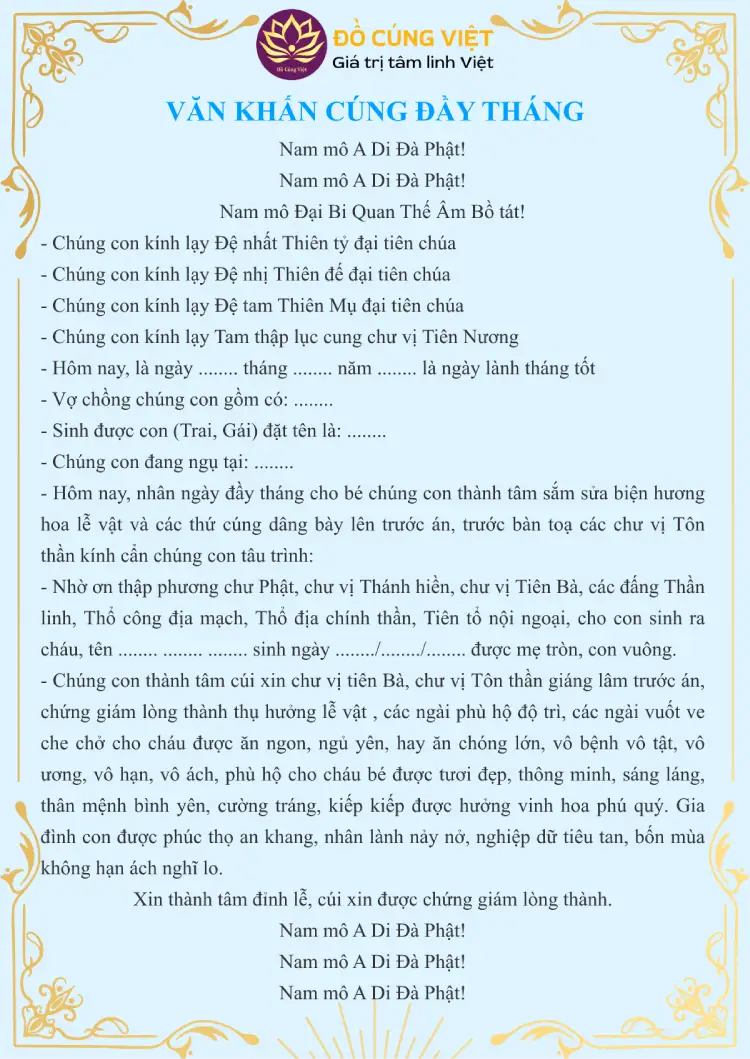 bài văn cúng đầy tháng cho bé gái