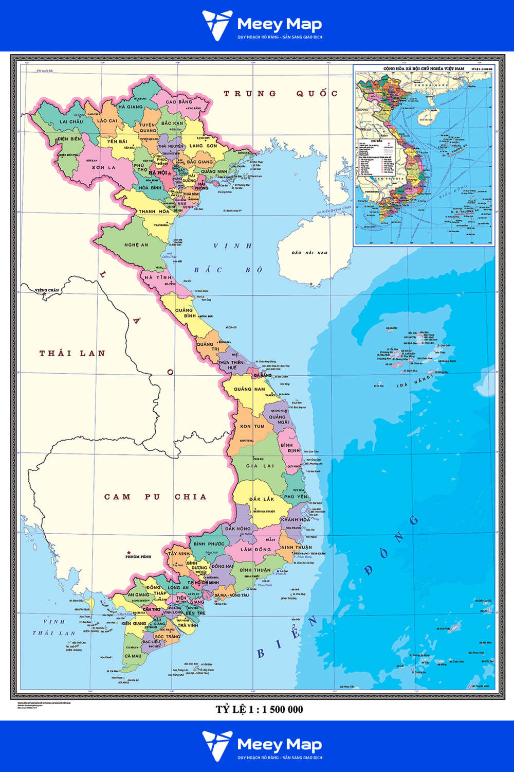 Bản đồ địa lý các tỉnh Việt Nam phân chia theo vùng miền rõ ràng