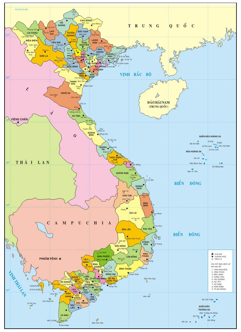 bản đồ địa lý các tỉnh việt nam