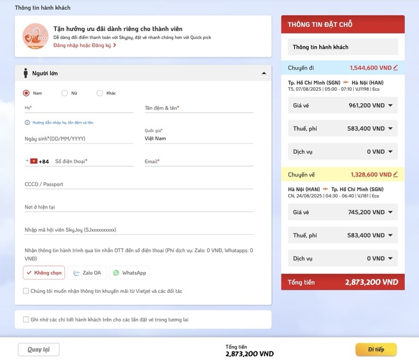 cách đặt vé máy bay vietjet - Hình 3