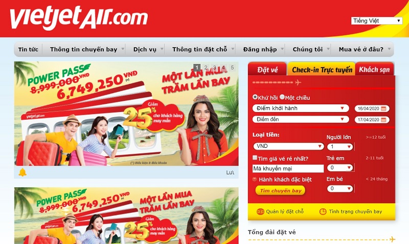 cách đặt vé máy bay vietjet