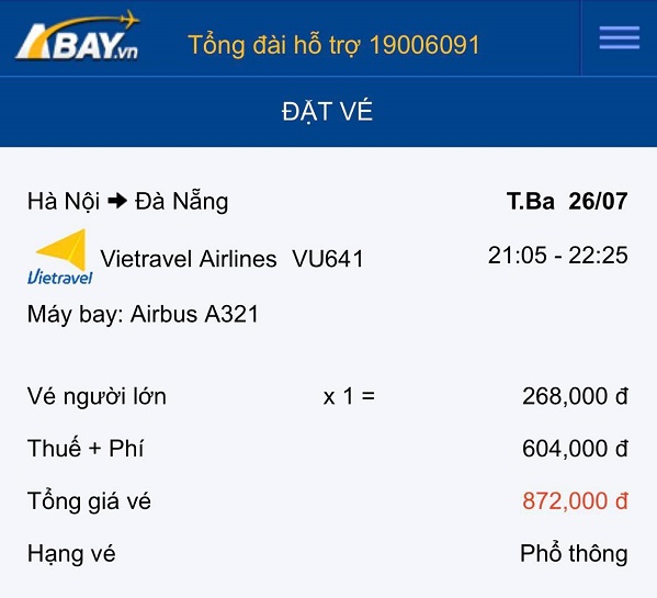 giá vé máy bay hà nội đà nẵng 2 chiều - Hình 1