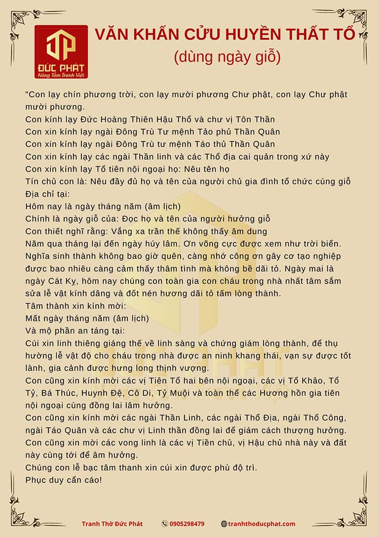kinh cúng cửu huyền thất tổ