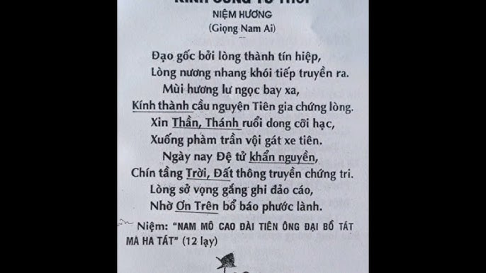 kinh cúng tứ thời có chữ