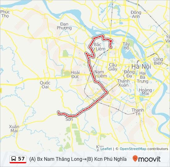 lộ trình xe bus 57 hà nội mới nhất