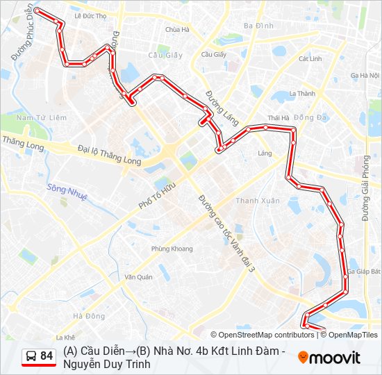 lộ trình xe bus 84 hà nội mới nhất