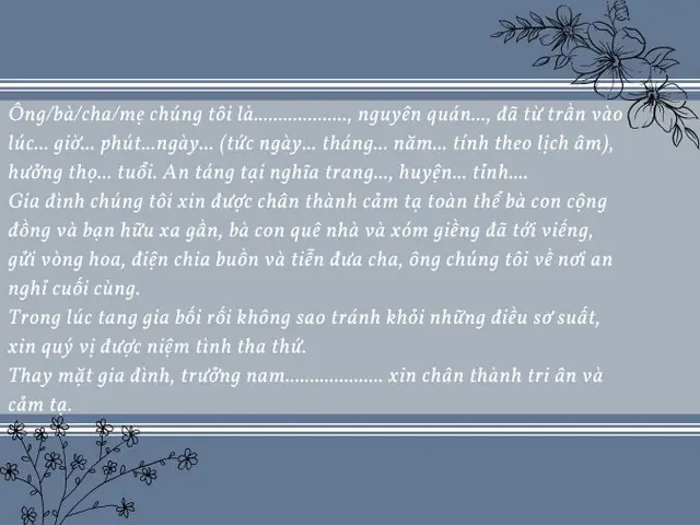 Lời Cảm Ơn Sau Đám Tang Chu Đáo, Trân Trọng