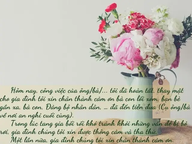Lời Cảm Ơn Sau Đám Tang Chu Đáo, Trân Trọng