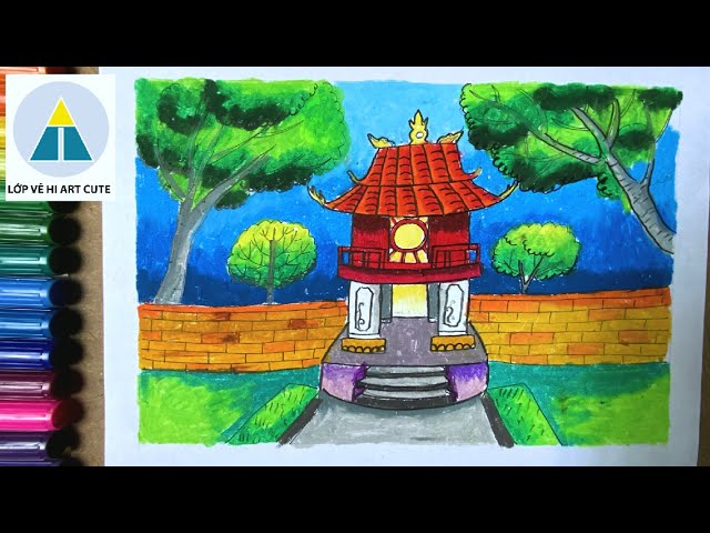 tranh vẽ văn miếu quốc tử giám của học sinh - Hình 3